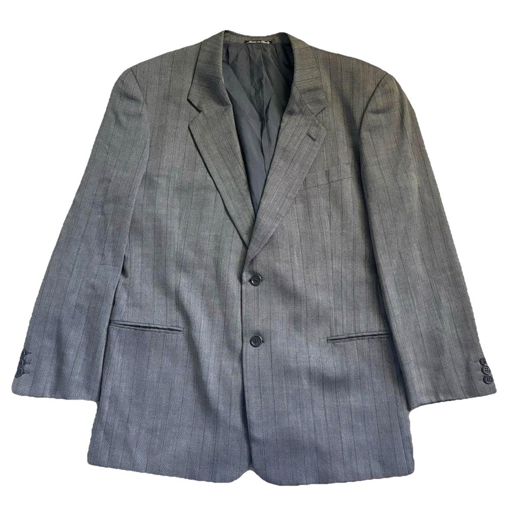 Vtg 90s Mani Giorgio Armani Wool Sport Coat Men 43R Gray Stripe Relax Fit Italy